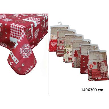 TOVAGLIA NATALIZIA 140X300CM ANTIMACCHIA A CUORI