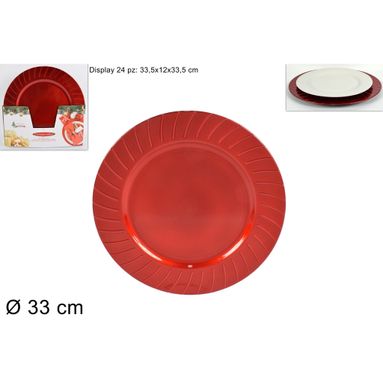 SOTTOPIATTO ROSSO 33CM CON BORDO RIGATO.
