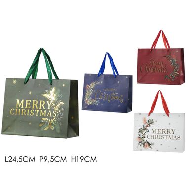 BUSTA REGALO 25X10XH19CM MERRY CHRISTMAS.