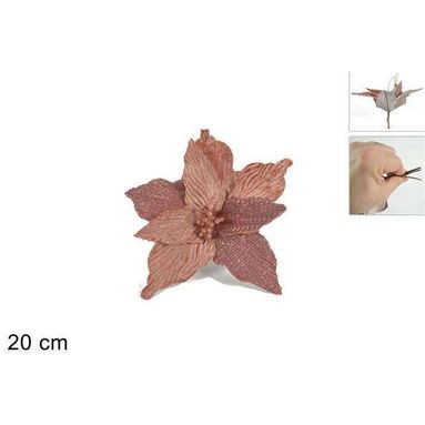 FIORE VELLUTO ROSA PINZETTA E BORDI GLITTERATI