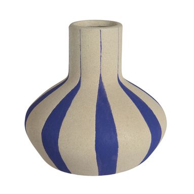 VASO STRIPE D.16XH16CM BLU / BIANCO SPORCO.