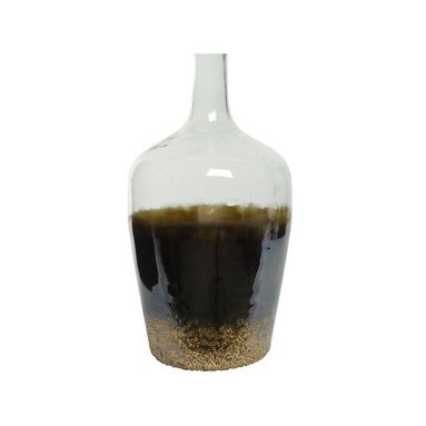 VASO IN VETRO TRASPARENTE/ORO 45CM