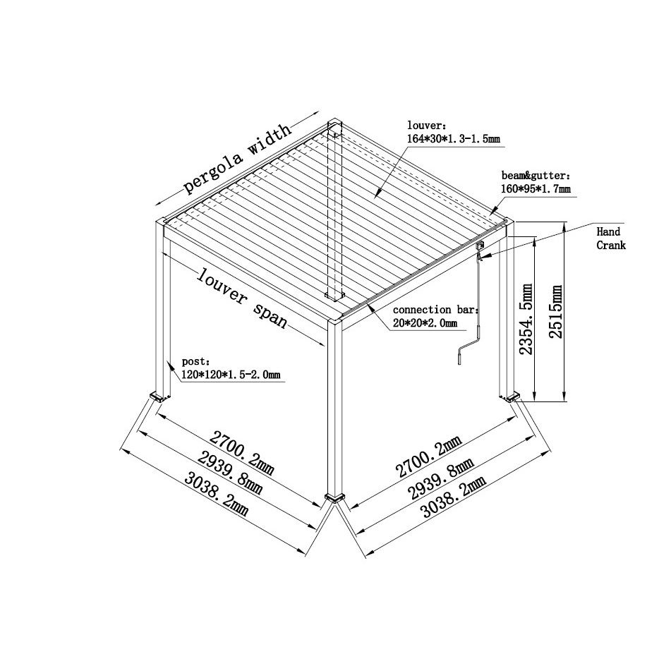 pergola-bioclimatica-autoportante-304x304xh250cm-bianco-ral-9016-in-alluminio