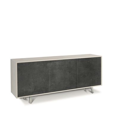 MOBILE 3 ANTE KIT 177X41XH74CM STRUTTURA OSSIDO BIANCO FRONTALE OSSIDO NERO