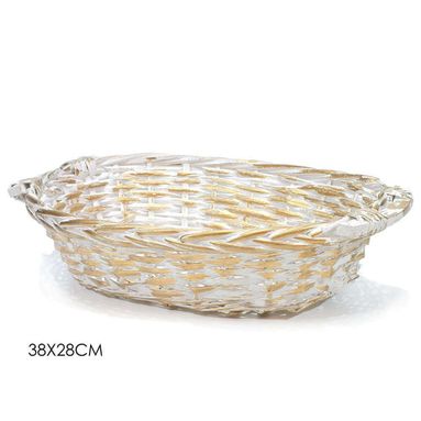 CESTA OVALE  38X28CM BIANCO/ORO.