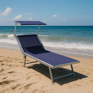 LETTINO POOL 186X61XH39CM BLU IN ALLUMINIO