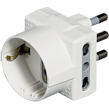 ADATTATORE TRIS CON 1 SCHUKO E 2 10/16A BIANCO