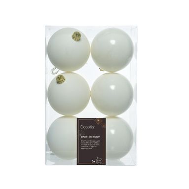 SFERE NATALIZIE 8CM BIANCHE LANA 6PZ IN BOX..