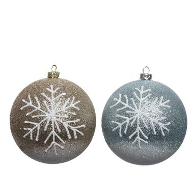 SFERA NATALIZIA BLU/CHAMPAGNE 8CM CON FIOCCO