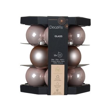 SFERE NATALIZIE 6CM ROSA CIPRIA 12PZ IN VETRO..