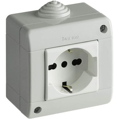 KIT PRESA SCHUKO BIPASSO CUSTODIA IP40 2 MODULI