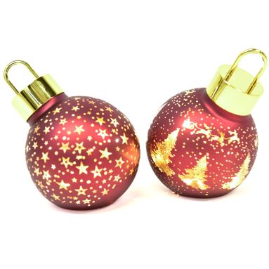 SFERA NATALIZIA H15CM ROSSA IN VETRO CON LUCI.