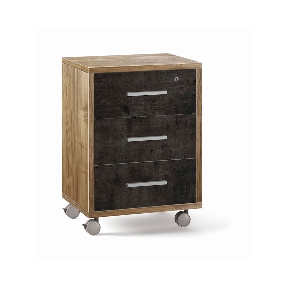 mobile-3-cassetti-su-ruote-51x41xh71cm-struttura-noce-stelvio-frontale-ossido-nero