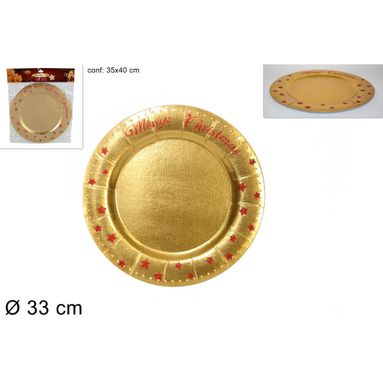 PIATTO CARTA ORO "MERRY CHRISTMAS" 33CM.