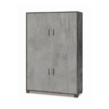 MOBILE 4 ANTE KIT 108X41XH161CM STRUTTURA OSSIDO NERO FRONTALE CEMENTO