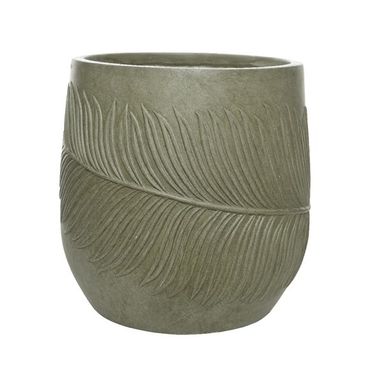 VASO IN ARGILLA VERDE D.44XH44CM EFFETTO FOGLIA