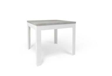 TAVOLO PIEGHEVOLE 90+90 90X90XH75CM STRUTTURA CEMENTO FRONTALE OSSIDO BIANCO