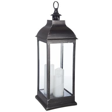 Verdelook Axel-Monastir Lanterna Da Giardino In Metallo E Vetro – 26x26 H69 Cm – Colore Avorio – Elegante Con Porta Candela