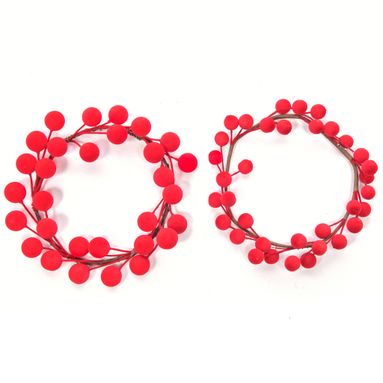 GIROCANDELA BACCHE FLOCCATE ROSSE D.10CM.