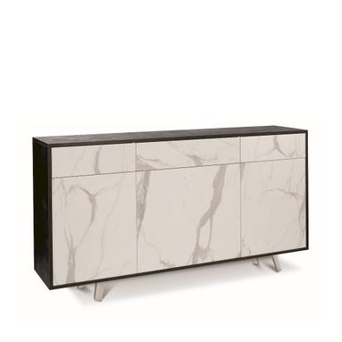 MOBILE 3 ANTE 3 CASSETTI KIT 164X41XH92CM STRUTTURA OSSIDO NERO FRONTALE MARMO CALACATTA