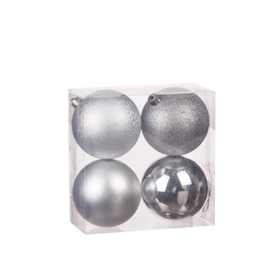 SFERE NATALIZIE SILVE 10CM BOX PZ.4 OPACHE/LUCIDE.