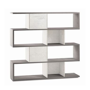 LIBRERIA MODULARE KIT 150X38XH144CM STRUTTURA CEMENTO FRONTALE OSSIDO BIANCO