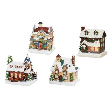 CASETTA NATALIZIA 9X11XH13CM INNEVATA CON LED.