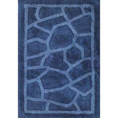 TAPPETO MOSAICO 55X110CM BLU IN COTONE CON ANTISCI
