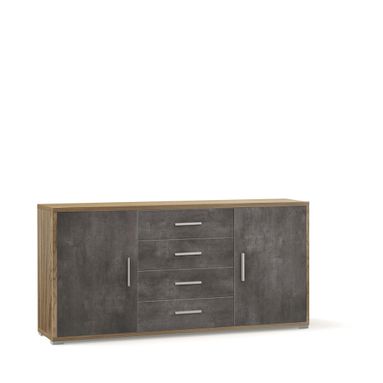 MOBILE 2 ANTE 4 CASSETTI KIT 174X41XH84CM STRUTTURA NOCE STELVIO FRONTALE OSSIDO NERO
