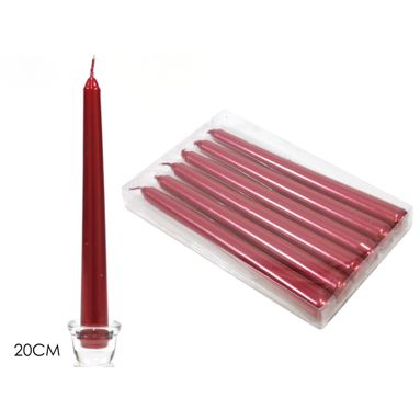 SET 6 CANDELE LISCE 20CM ROSSO.