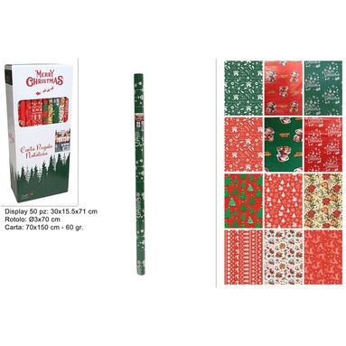ROTOLO CARTA REGALO NATALIZIA 70X150CM