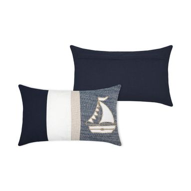 CUSCINO ESCALE 30X50CM BARCA BLU / BIANCO.