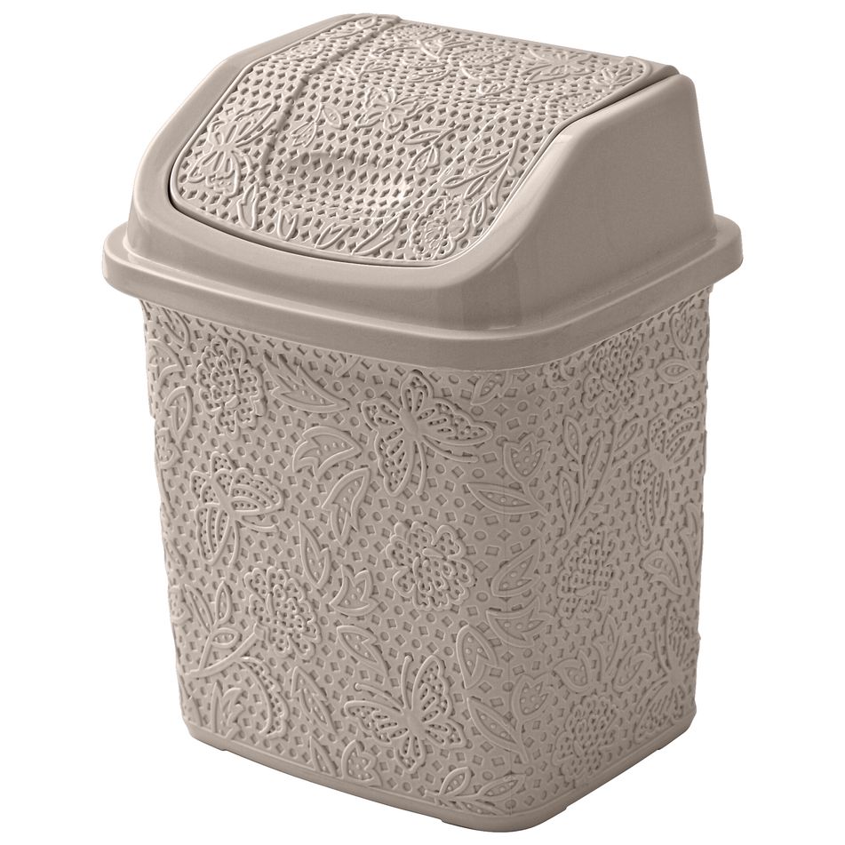 pattumiera-plastica-flower-5-dot-5lt-tortora