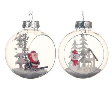SFERA NATALIZIA 8CM TRASPARENTE CON AMBIENTAZIONE.