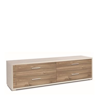 MOBILE 4 CASSETTI KIT 179X47XH50CM STRUTTURA OSSIDO BIANCO FRONTALE NOCE STELVIO