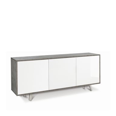 MOBILE 3 ANTE KIT 177X41XH74CM STRUTTURA CEMENTO FRONTALE BIANCO LUCIDO