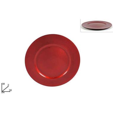 SOTTOPIATTO 38CM BORDI RIGATI ROSSO.