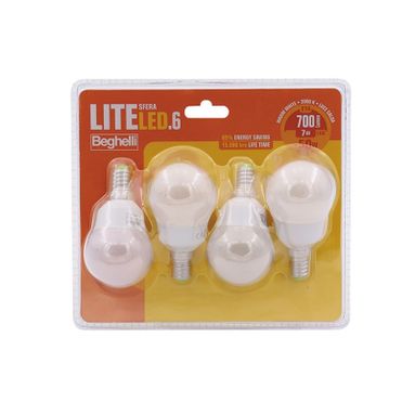 QUADRIPACK LAMPADA LED SFERA E14 7W 3000K LITELED