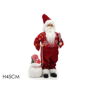 BABBO NATALE H50CM CON SACCO DOLCI.