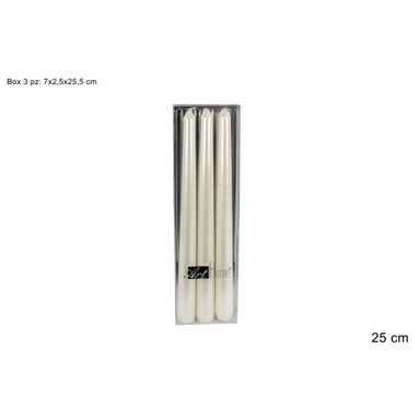CANDELA LISCIA 25CM BIANCO IN BOX 3 PZ..