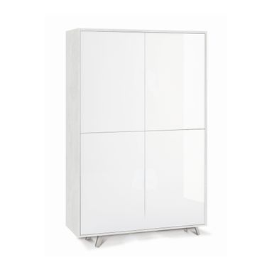 MOBILE 4 ANTE KIT 108X41XH161CM STRUTTURA OSSIDO BIANCO FRONTALE BIANCO LUCIDO
