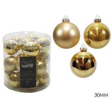 SET 18 SFERE NATALIZIE D.3CM IN VETRO ORO.