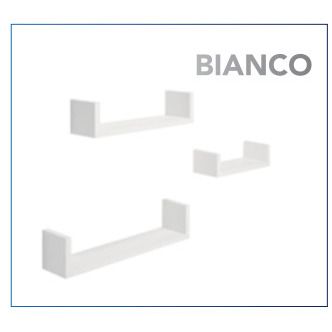 SET 3 MENSOLE FORMA ?U? BIANCHE 42X10 / 34X8.5 / 1