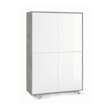 MOBILE 4 ANTE KIT 108X41XH161CM STRUTTURA CEMENTO FRONTALE BIANCO LUCIDO