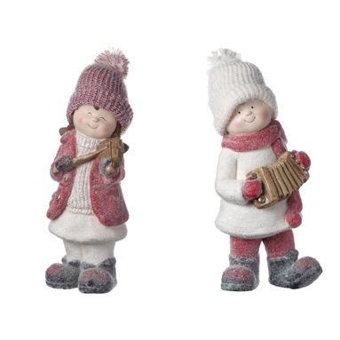 BIMBO NATALIZIO CON STRUMENTO H45CM BIANCO/ROSSO