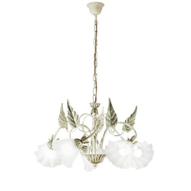 LAMPADARIO ISOTTA 5XE14 D.62XH100CM AVORIO/ORO.