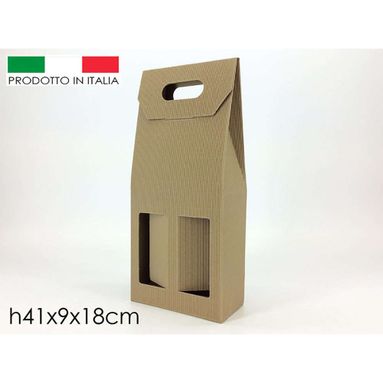 BOX VINO KRAFT 2 POSTI 18X9X41 AVANA.