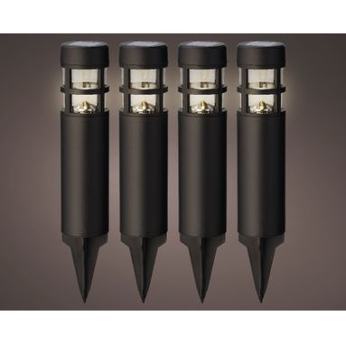 SET 4 LAMPADE SOLARI CAGE H28CM NERE A LUCE CALDA.