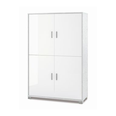 MOBILE 4 ANTE KIT 108X41XH161CM STRUTTURA BIANCO FIAMMATO FRONTALE BIANCO LUCIDO