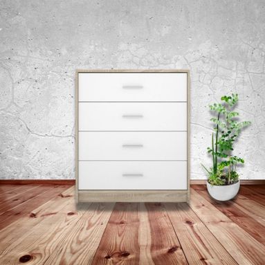 CASSETTIERA NEPO 80X34XH84CM ROVERE BIANCO 4 CAS.